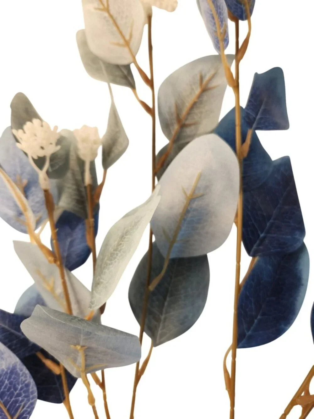 Blue Ombre Dollar Eucalyptus Stems, Faux Eucalyptus Branches, Artificial Greener